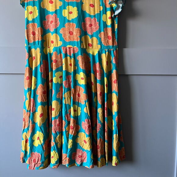 Paradise Now Hawaii Floral Babydoll Dress Girls Youth Large Blue Beach Bamboo - Picture 8 of 13